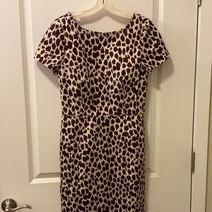 JCrew V-back dress giraffe print bi-stretch cotton